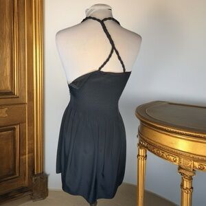 Banana Republic Silk Pin tucked front and braided t-back black sundress Size 0